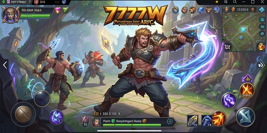Screenshot yang menampilkan aksi seru dalam gameplay ARPG 7777W.