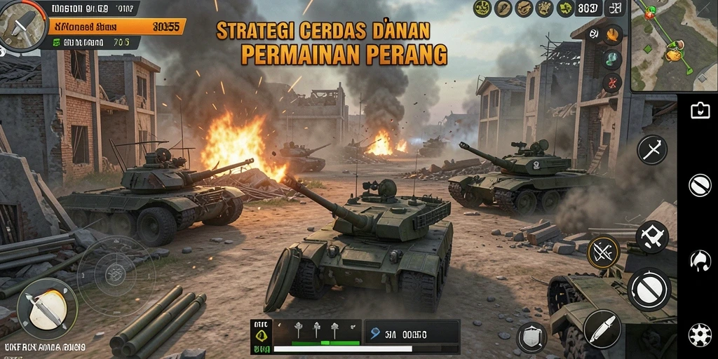Tampilan menarik dari gameplay perang strategis di 8055.
