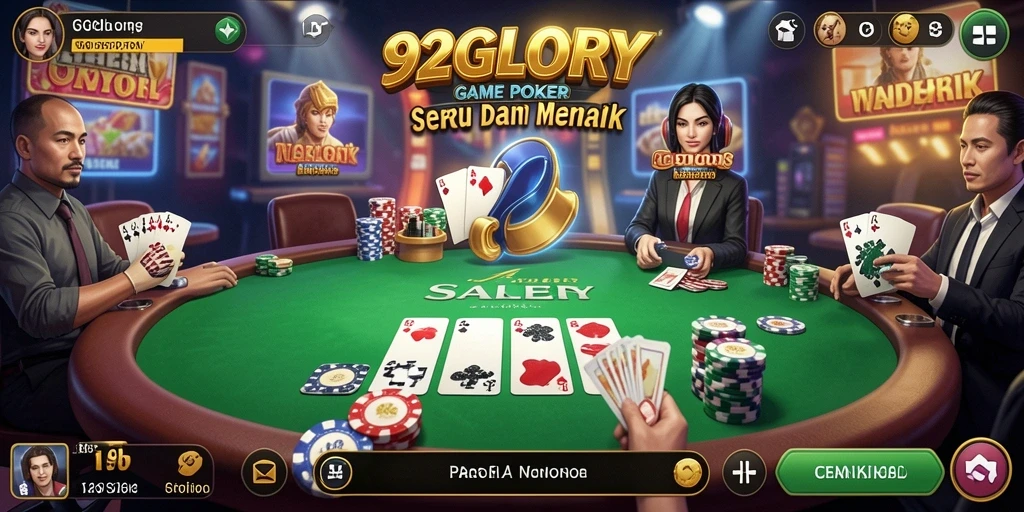 Screenshot permainan Poker yang mendebarkan di 92GLORY.