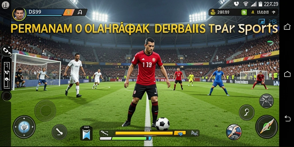 Tangkapan layar utama DS99 menampilkan aksi pertandingan olahraga yang seru.