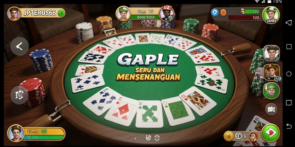 Tampilan gameplay Gaple di JPTERUS66 yang seru dan interaktif.