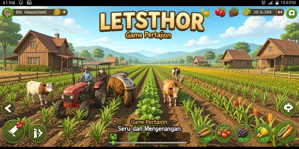 Tampilan gameplay LETSTHOR yang menarik dengan aktivitas pertanian.