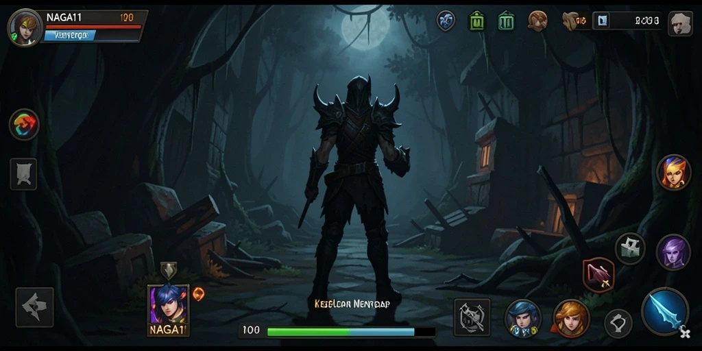 Screenshot gameplay NAGA11 yang menunjukkan suasana horor yang mencekam.