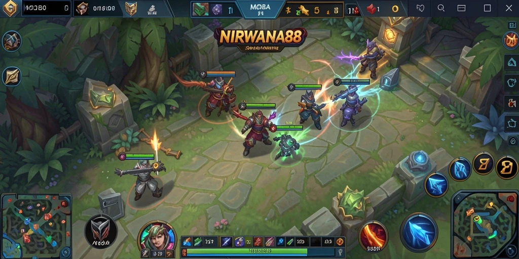 Screenshot utama gameplay NIRWANA88 yang menampilkan aksi seru pertempuran.