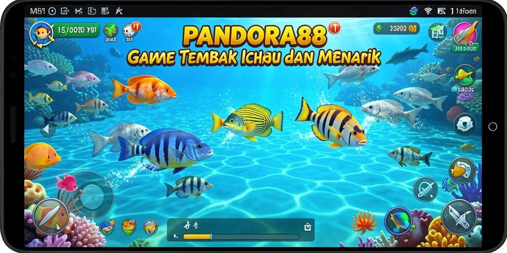 Screenshot gameplay PANDORA88 menampilkan aksi tembak ikan yang seru.