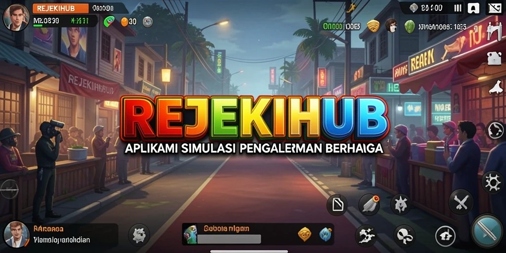 Tangkapan layar utama REJEKIHUB menampilkan gameplay simulation yang menarik.