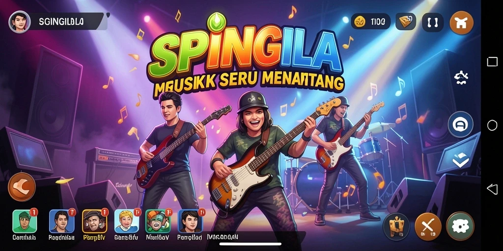 Tampilan gameplay SPINGILA yang seru dan berwarna-warni.